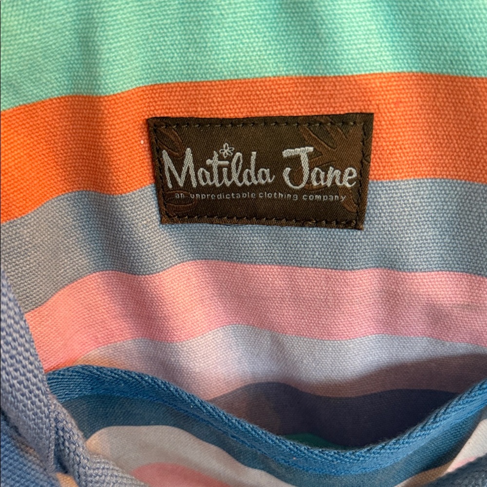 Matilda Jane floral Multicolor Striped weekender canvas Tote **holds tons!** - Picture 3 of 8